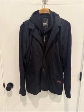 Parasuco Black Hooded double layer Zip-Up Sweater size medium